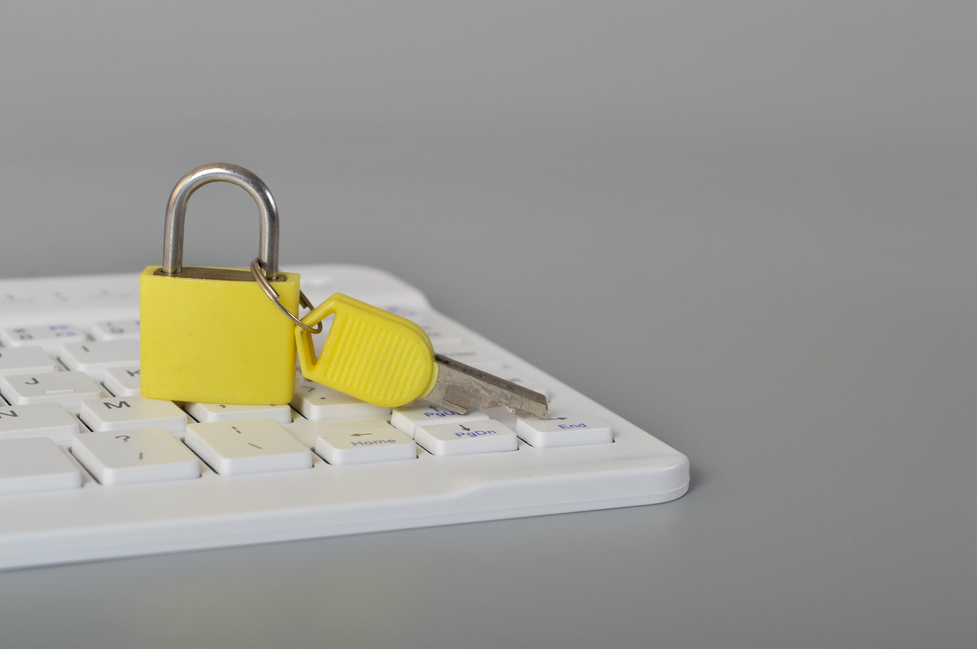 Computer keyboard and padlock.login and password, cybersecurity,data protection and secured internet